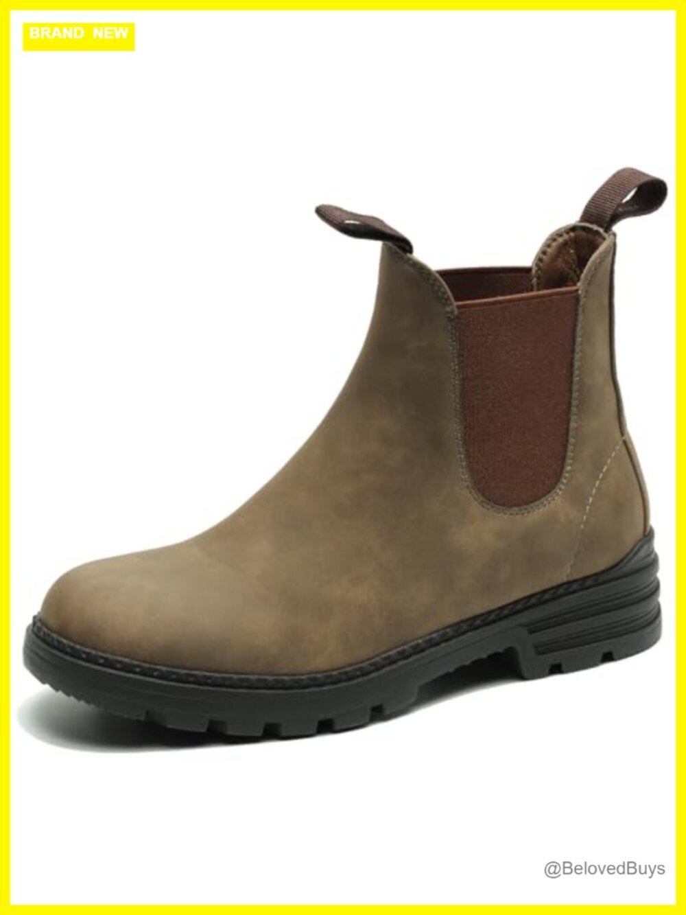 Faux Leather Chelsea Hiking Boots Women Waterproof Slip-On Ankle